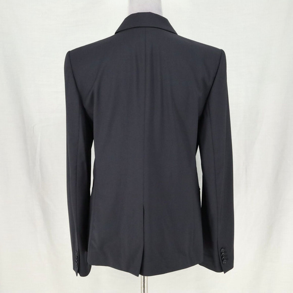 Ann Taylor Jacket Womens 10 Dark Navy Blue Wool Blend Lined Blazer Pockets - Picture 2 of 15